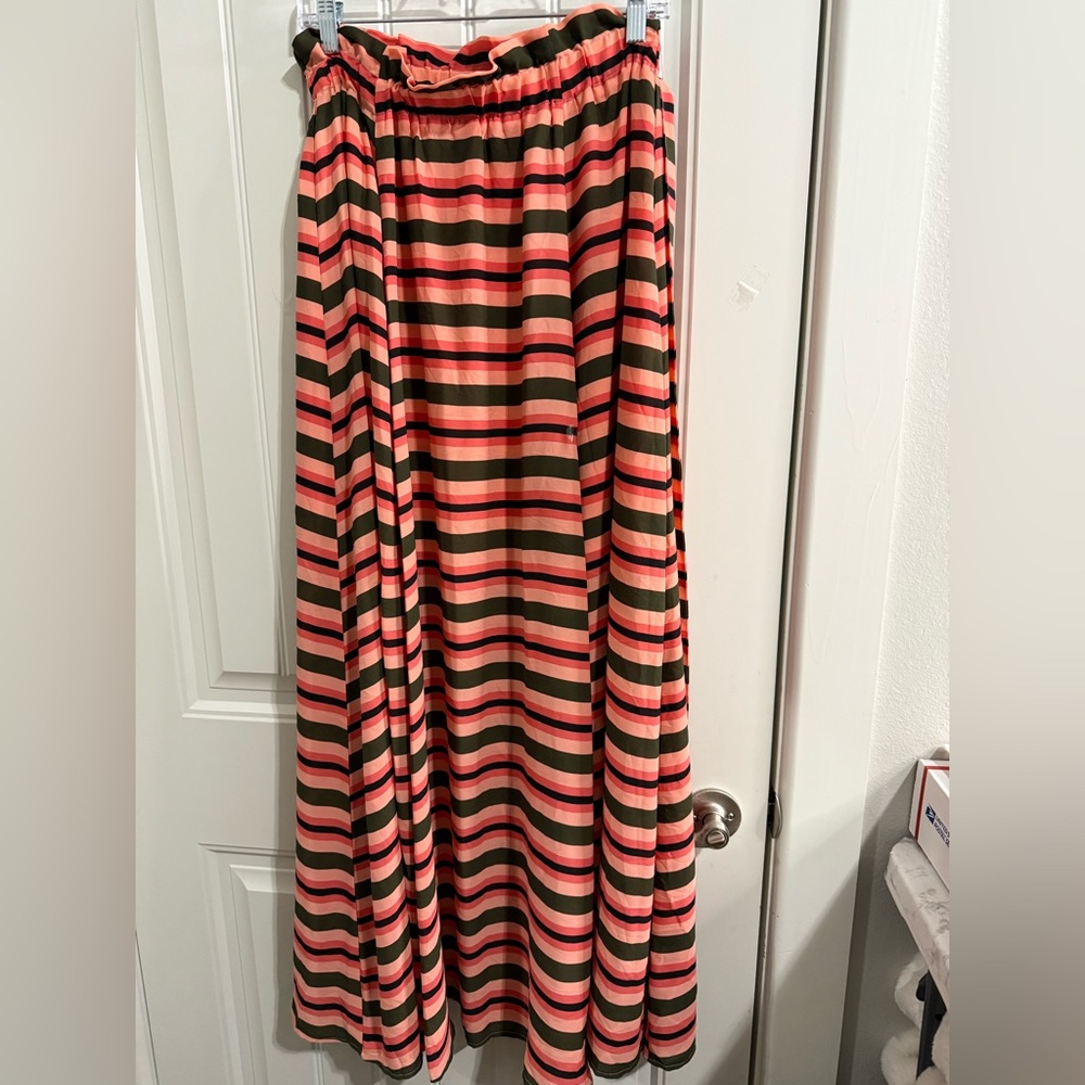 New York & Company Pink and Brown Striped Maxi Skirt size Medium